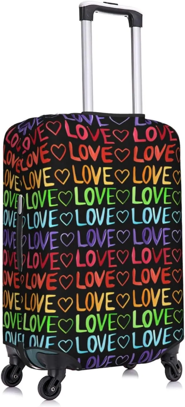 Travel Luggage Cover Suitcase Elastic Washable Stretch Watercolor Hearts Love Lgbt Suitcase Protector Bag,Anti-Scratch Spandex With Zipper Closure Baggage Covers For Wheeled Suitcase Kid Adult