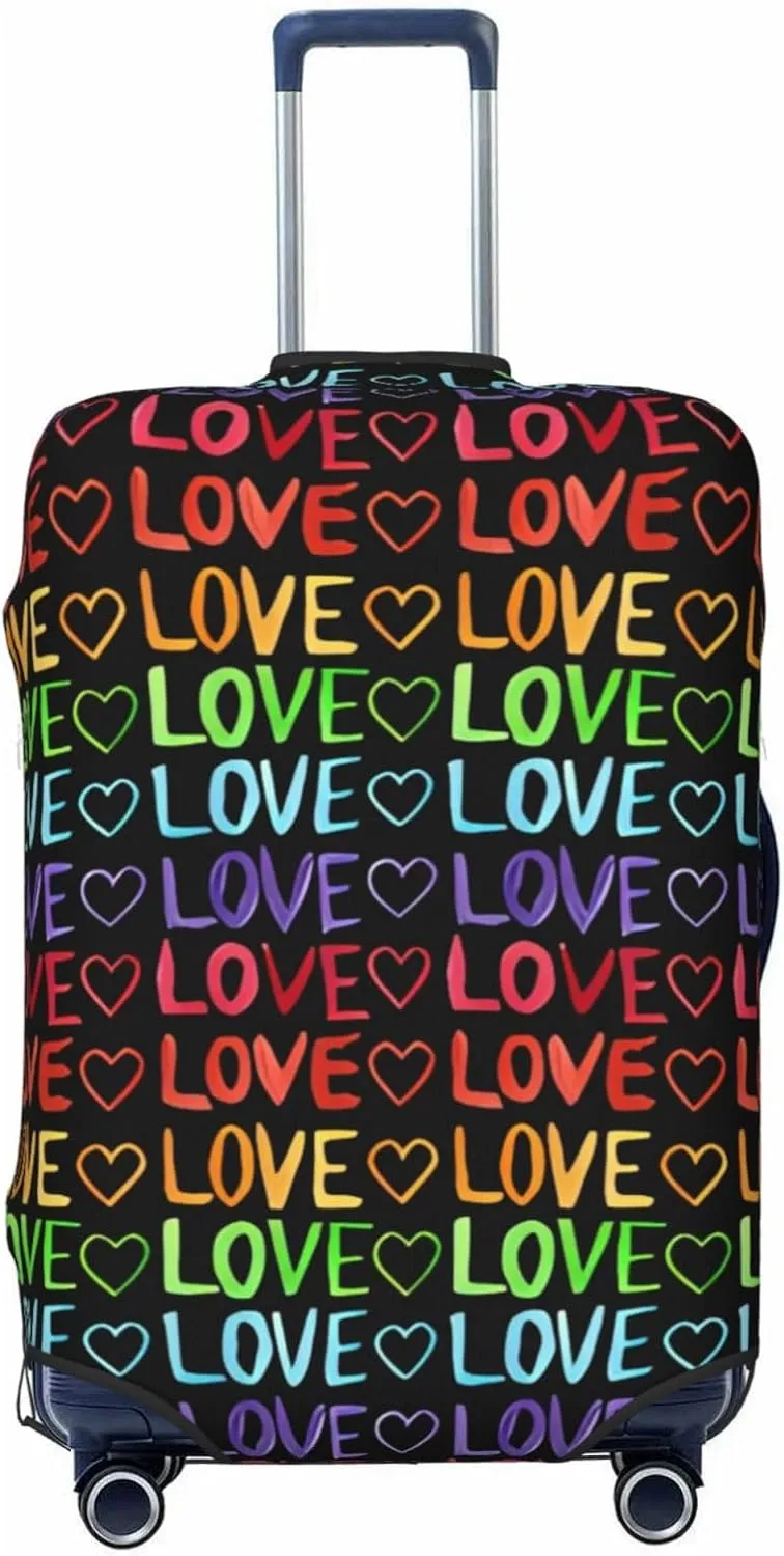 Travel Luggage Cover Suitcase Elastic Washable Stretch Watercolor Hearts Love Lgbt Suitcase Protector Bag,Anti-Scratch Spandex With Zipper Closure Baggage Covers For Wheeled Suitcase Kid Adult