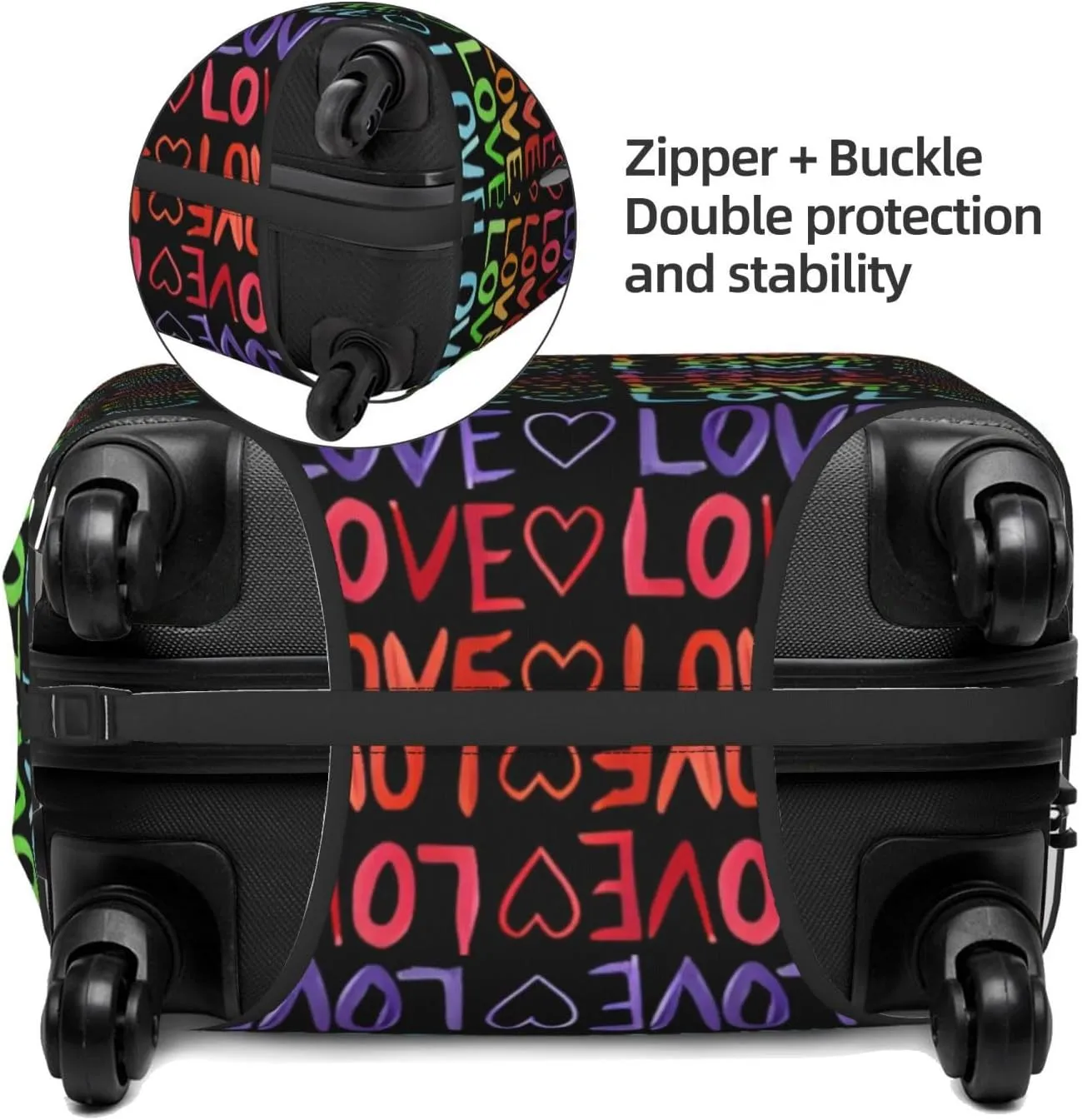 Travel Luggage Cover Suitcase Elastic Washable Stretch Watercolor Hearts Love Lgbt Suitcase Protector Bag,Anti-Scratch Spandex With Zipper Closure Baggage Covers For Wheeled Suitcase Kid Adult