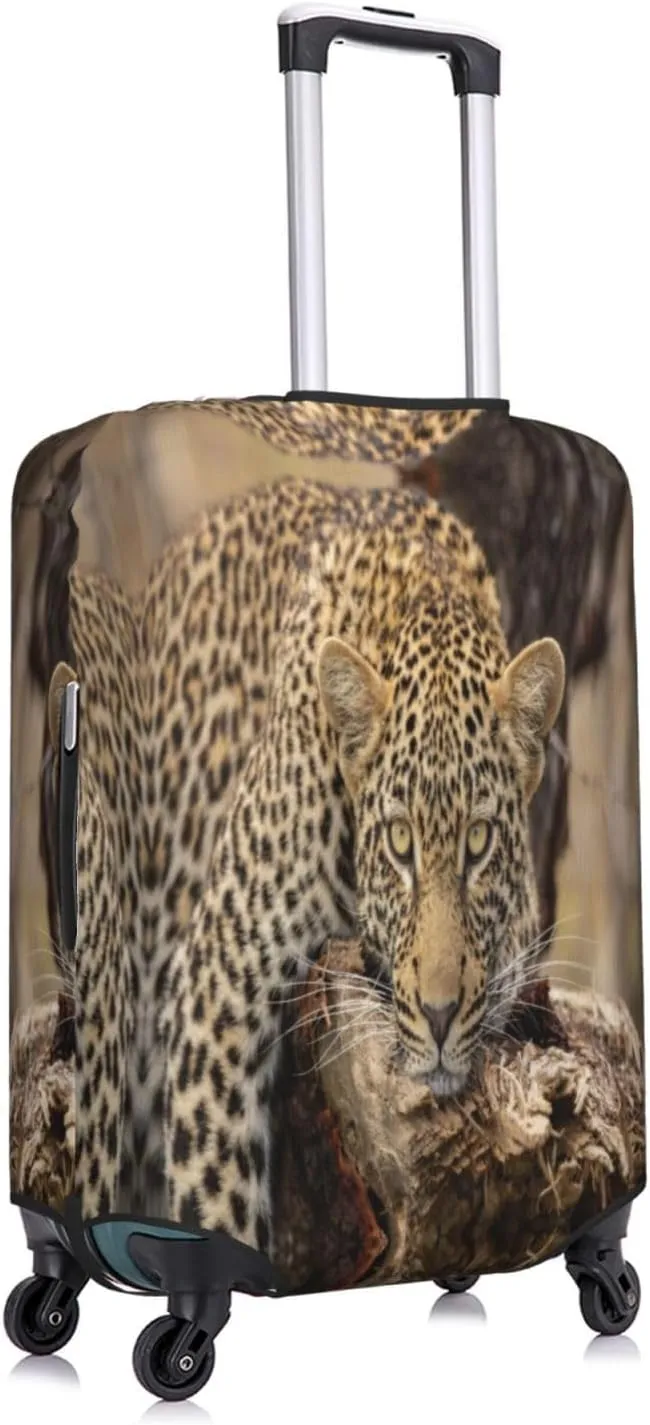 Travel Luggage Cover Suitcase Elastic Washable Stretch Wildlife Cat Leopard Suitcase Protector Bag,Anti-Scratch Spandex Double-Sided Baggage Covers For Wheeled Suitcase Kid Adult,Large