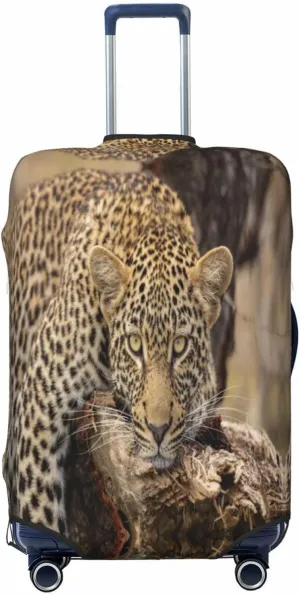 Travel Luggage Cover Suitcase Elastic Washable Stretch Wildlife Cat Leopard Suitcase Protector Bag,Anti-Scratch Spandex Double-Sided Baggage Covers For Wheeled Suitcase Kid Adult,Large