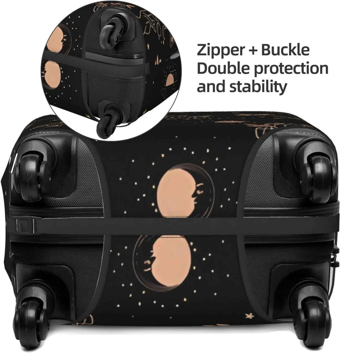 Travel Luggage Cover Suitcase Elastic Washable Stretch Witch Hands Butterfly Sun Moon Boho 2 Suitcase Protector Bag,Anti-Scratch Dust-Proof Double-Sided Baggage Covers For Wheeled Suitcase Kid Adult