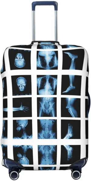 Travel Luggage Cover Suitcase Elastic Washable Stretch X-Ray Of Human Skeleton Skull 2 Suitcase Protector Bag,Anti-Scratch Dust-Proof Double-Sided Baggage Covers For Wheeled Suitcase Kid Adult,Medium