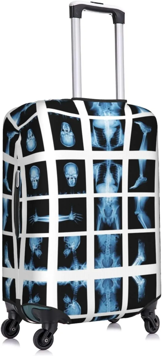 Travel Luggage Cover Suitcase Elastic Washable Stretch X-Ray Of Human Skeleton Skull 2 Suitcase Protector Bag,Anti-Scratch Dust-Proof Double-Sided Baggage Covers For Wheeled Suitcase Kid Adult,Medium