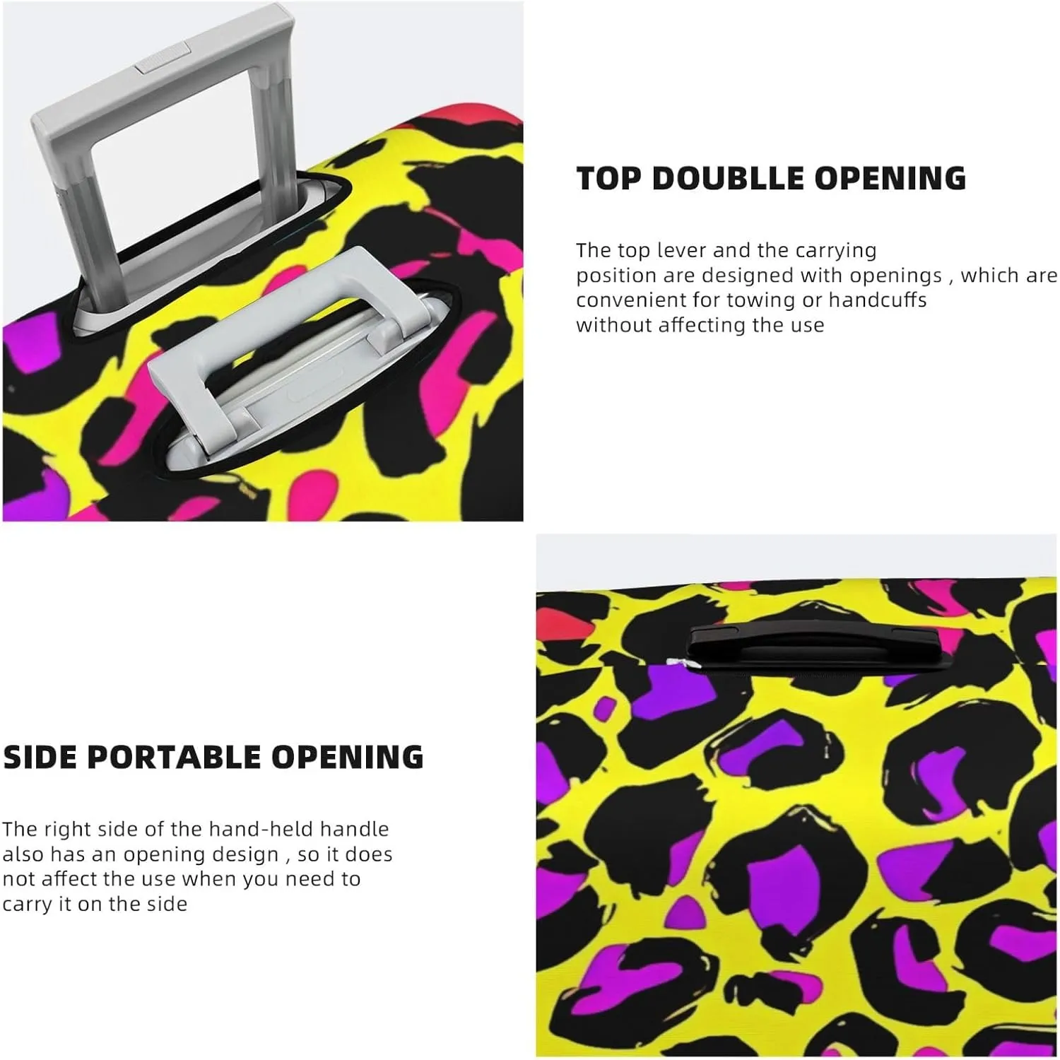 Travel Luggage Cover Suitcase Elastic Washable Stretch Yellow Leopard Print 3 Suitcase Protector Bag,Anti-Scratch Dust-Proof With Zipper Closure Baggage Covers For Wheeled Suitcase Kid Adult