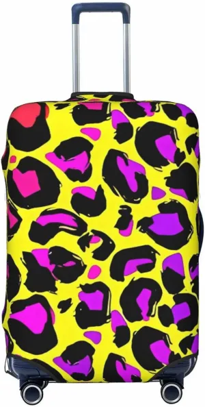 Travel Luggage Cover Suitcase Elastic Washable Stretch Yellow Leopard Print 3 Suitcase Protector Bag,Anti-Scratch Dust-Proof With Zipper Closure Baggage Covers For Wheeled Suitcase Kid Adult