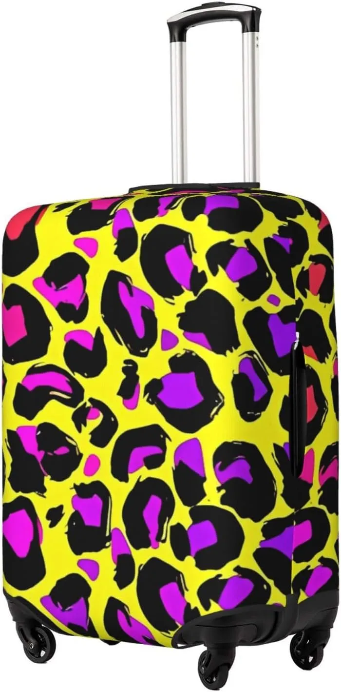 Travel Luggage Cover Suitcase Elastic Washable Stretch Yellow Leopard Print 3 Suitcase Protector Bag,Anti-Scratch Dust-Proof With Zipper Closure Baggage Covers For Wheeled Suitcase Kid Adult