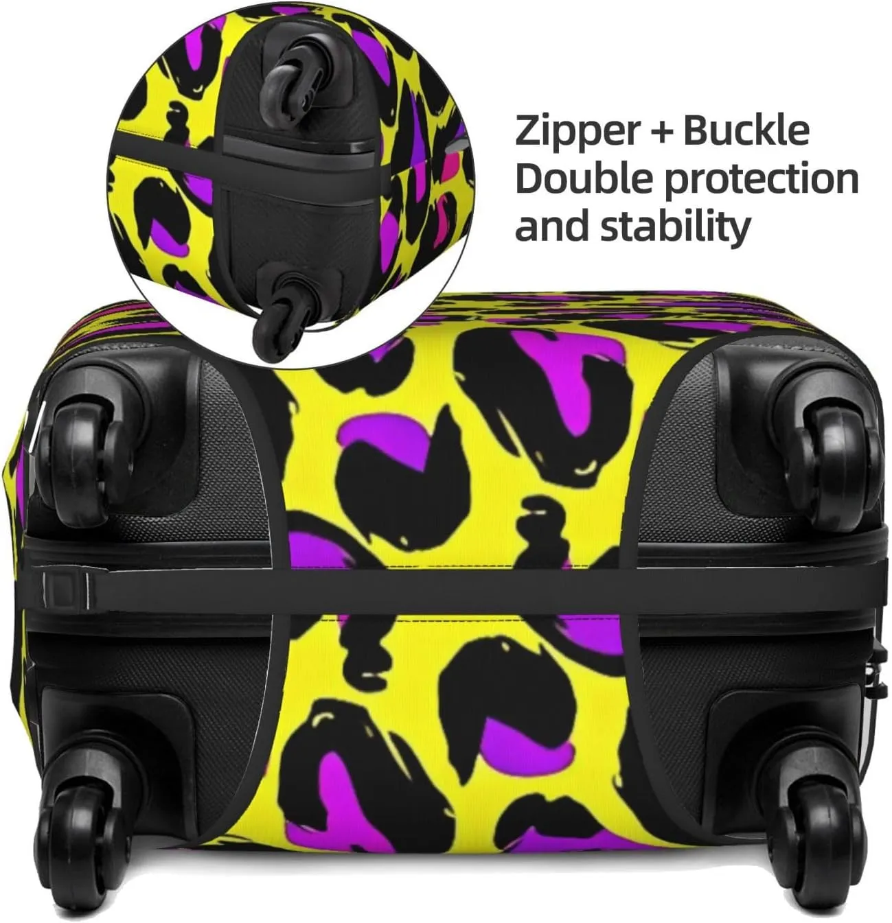 Travel Luggage Cover Suitcase Elastic Washable Stretch Yellow Leopard Print 3 Suitcase Protector Bag,Anti-Scratch Dust-Proof With Zipper Closure Baggage Covers For Wheeled Suitcase Kid Adult