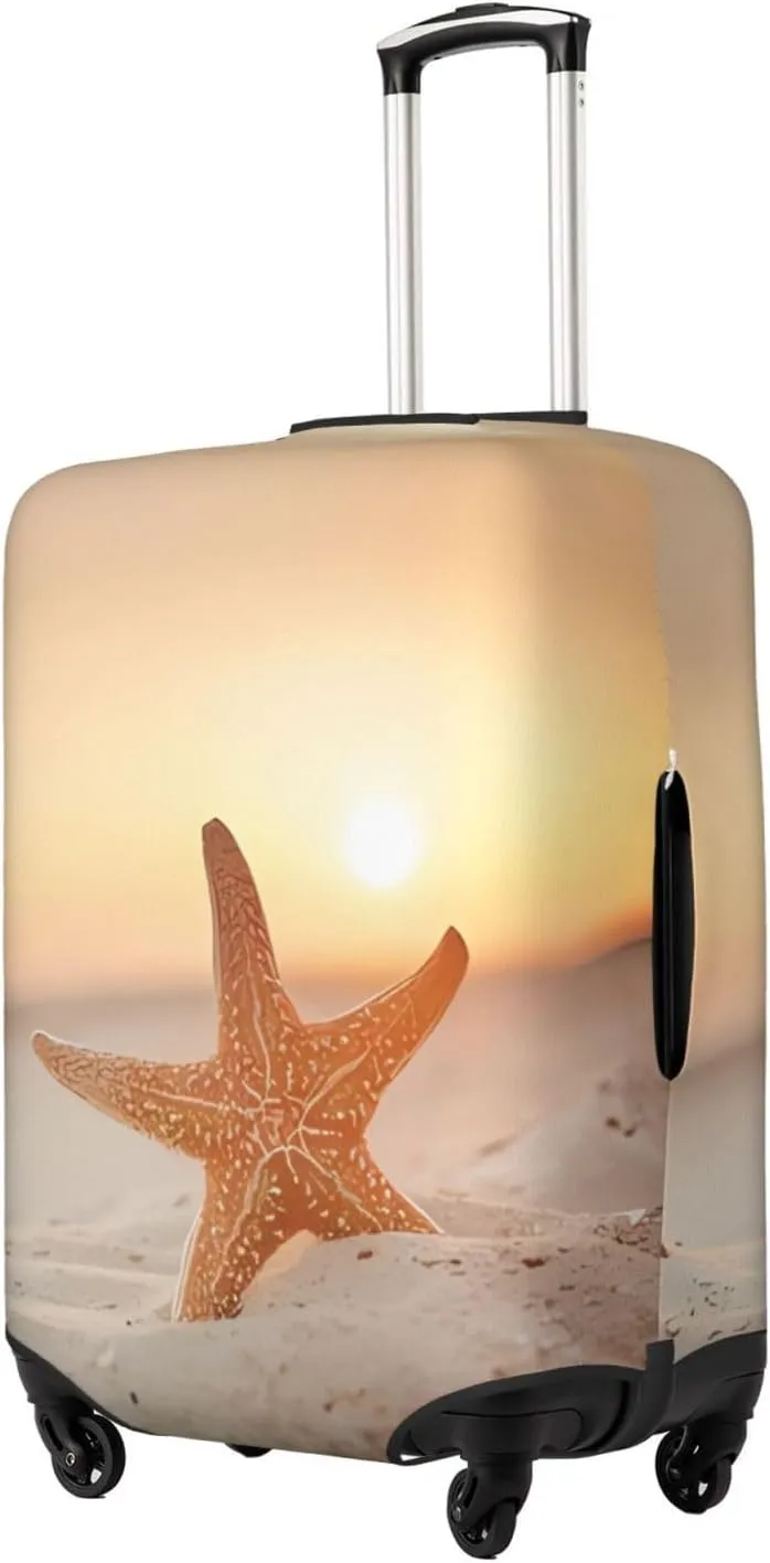 Travel Luggage Cover Suitcase Elastic Washable Sunset Beach Starfish Suitcase Protector Bag,Spandex With Zipper Closure Baggage Covers For Kid Adult,X-Large