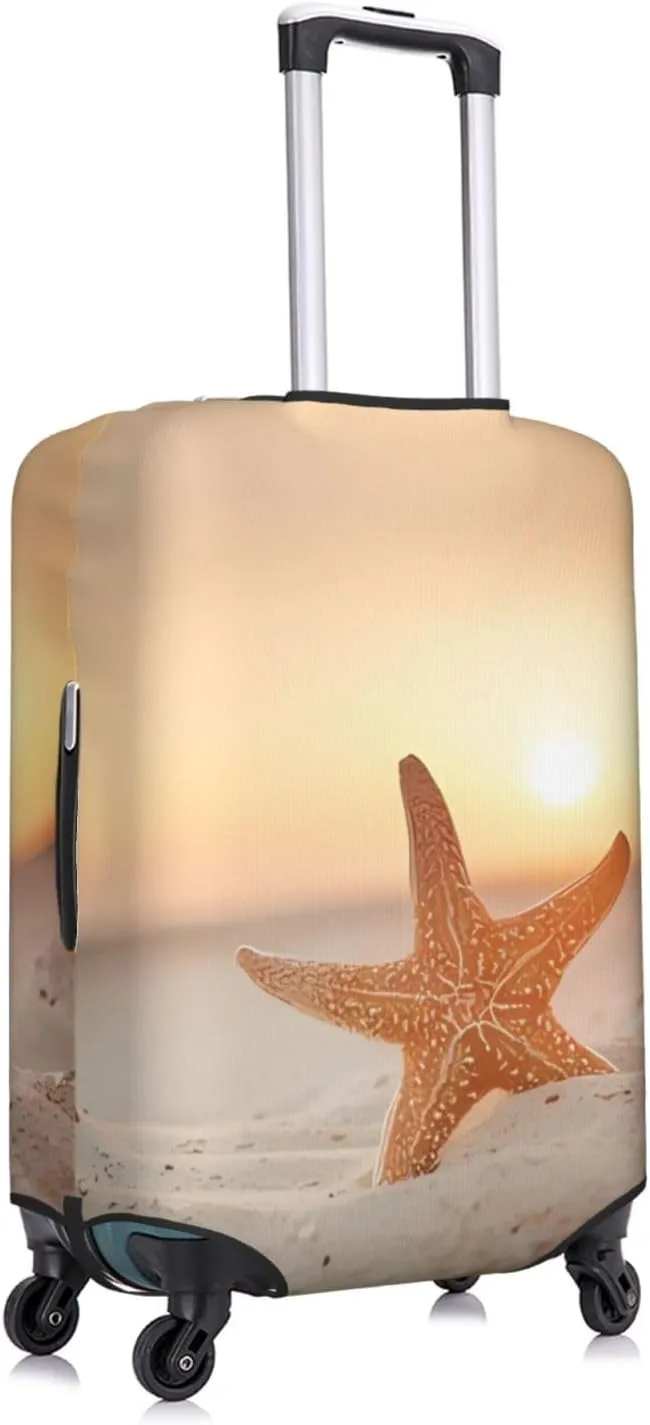 Travel Luggage Cover Suitcase Elastic Washable Sunset Beach Starfish Suitcase Protector Bag,Spandex With Zipper Closure Baggage Covers For Kid Adult,X-Large