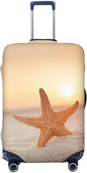 Travel Luggage Cover Suitcase Elastic Washable Sunset Beach Starfish Suitcase Protector Bag,Spandex With Zipper Closure Baggage Covers For Kid Adult,X-Large