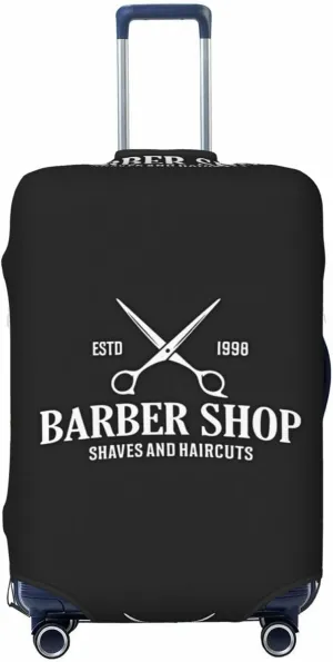Travel Luggage Cover Suitcase Elastic Washable Vintage Barbershop Logo Suitcase Protector Bag,Dust-Proof With Zipper Closure Baggage Covers,Large