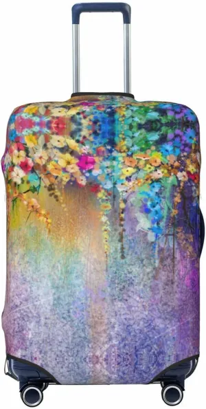 Travel Luggage Cover Suitcase Stretch Washable Abstract Spring Flowers Suitcase Protector Bag,Dust-Proof Double-Sided Baggage Covers,Large