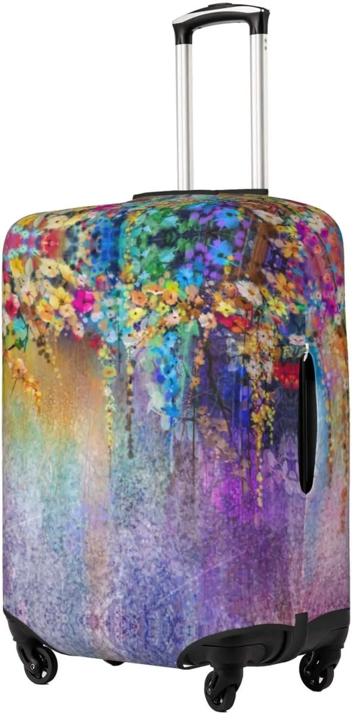 Travel Luggage Cover Suitcase Stretch Washable Abstract Spring Flowers Suitcase Protector Bag,Dust-Proof Double-Sided Baggage Covers,Large