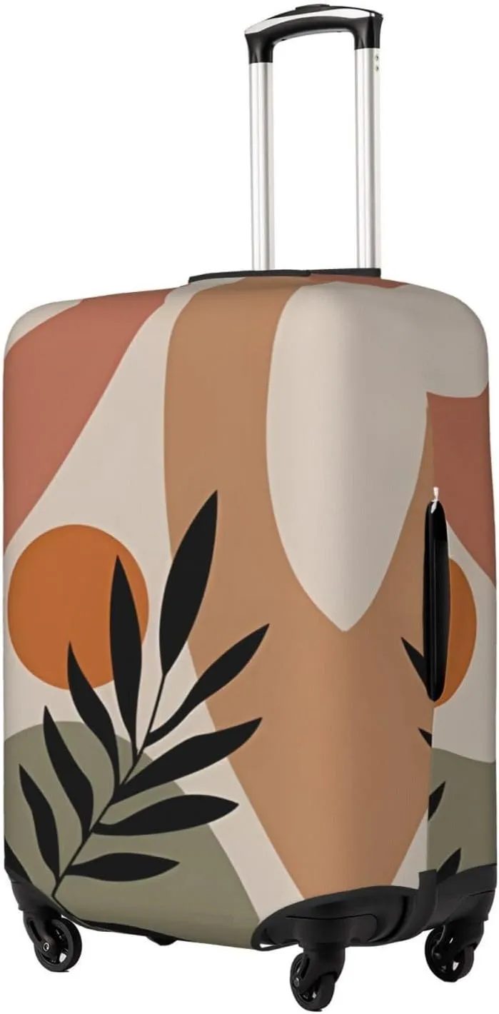Travel Luggage Cover Suitcase Stretch Washable Abstract Sun Leaf Suitcase Protector Bag,Spandex With Zipper Closure Baggage Covers,Medium