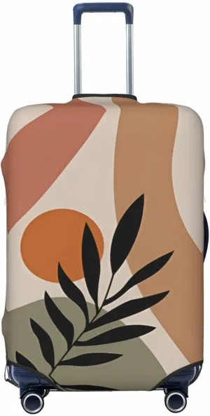 Travel Luggage Cover Suitcase Stretch Washable Abstract Sun Leaf Suitcase Protector Bag,Spandex With Zipper Closure Baggage Covers,Medium