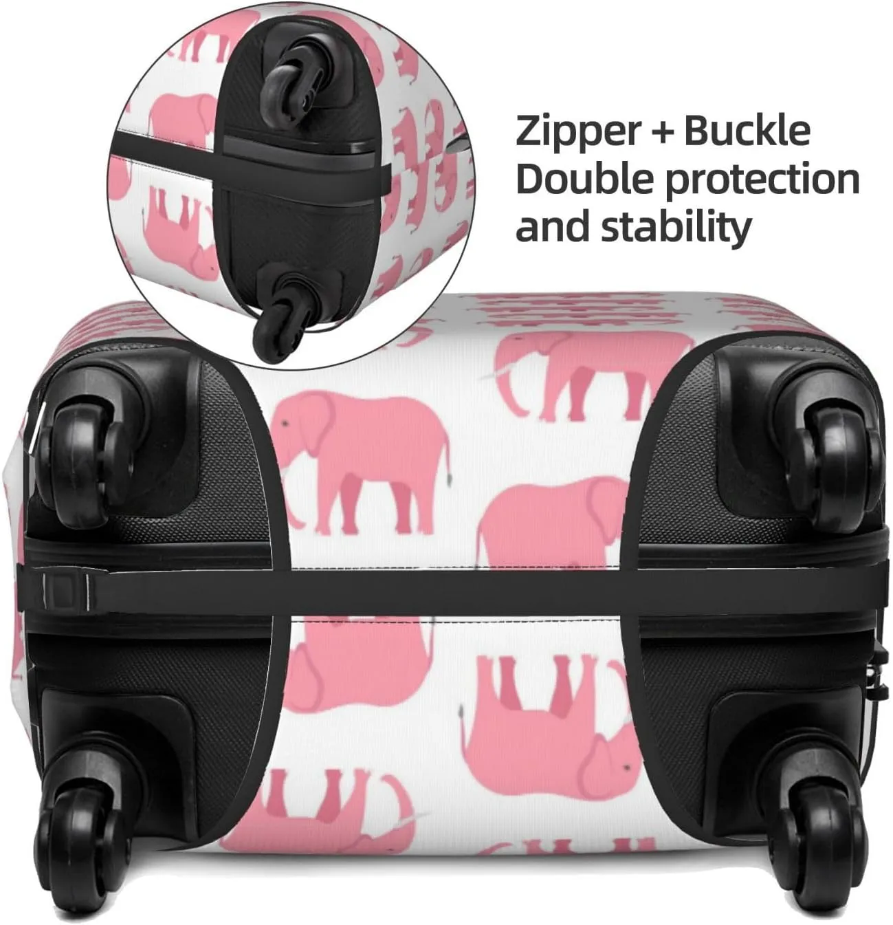 Travel Luggage Cover Suitcase Stretch Washable African Animal Pink Elephants Suitcase Protector Bag,Spandex Double-Sided Baggage Covers,X-Large