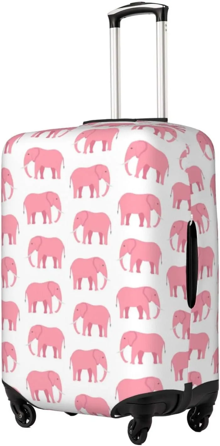 Travel Luggage Cover Suitcase Stretch Washable African Animal Pink Elephants Suitcase Protector Bag,Spandex Double-Sided Baggage Covers,X-Large