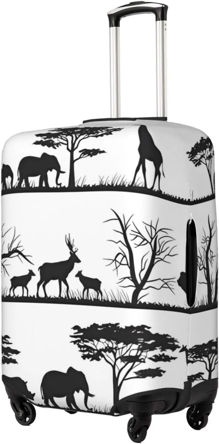Travel Luggage Cover Suitcase Stretch Washable African Animals Forest Silhouette Suitcase Protector Bag,Dust-Proof Double-Sided Baggage Covers,X-Large