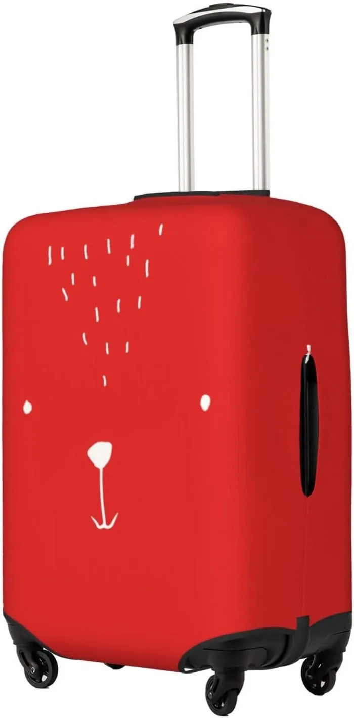 Travel Luggage Cover Suitcase Stretch Washable Bear Face Red Suitcase Protector Bag,Dust-Proof With Zipper Closure Baggage Covers,X-Large