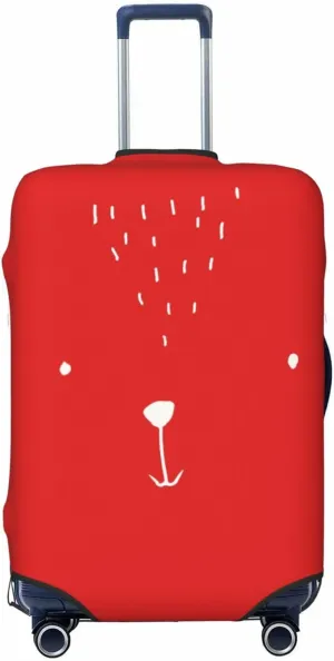 Travel Luggage Cover Suitcase Stretch Washable Bear Face Red Suitcase Protector Bag,Dust-Proof With Zipper Closure Baggage Covers,X-Large