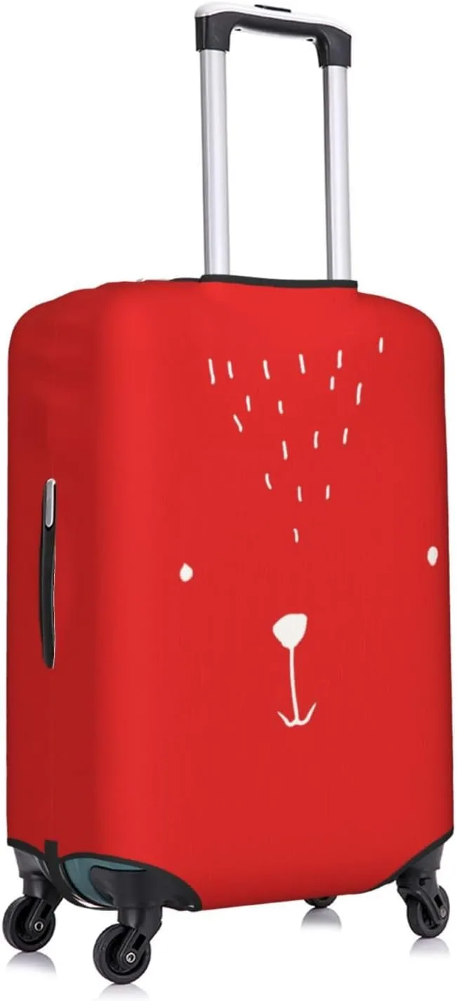 Travel Luggage Cover Suitcase Stretch Washable Bear Face Red Suitcase Protector Bag,Dust-Proof With Zipper Closure Baggage Covers,X-Large