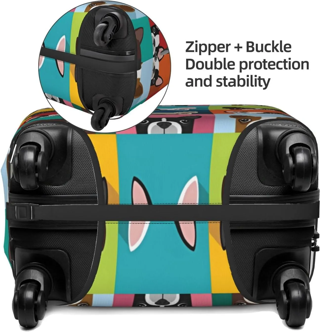 Travel Luggage Cover Suitcase Stretch Washable Boston Terrier Dogs Suitcase Protector Bag,Dust-Proof With Zipper Closure Baggage Covers For Kid Adult,Large