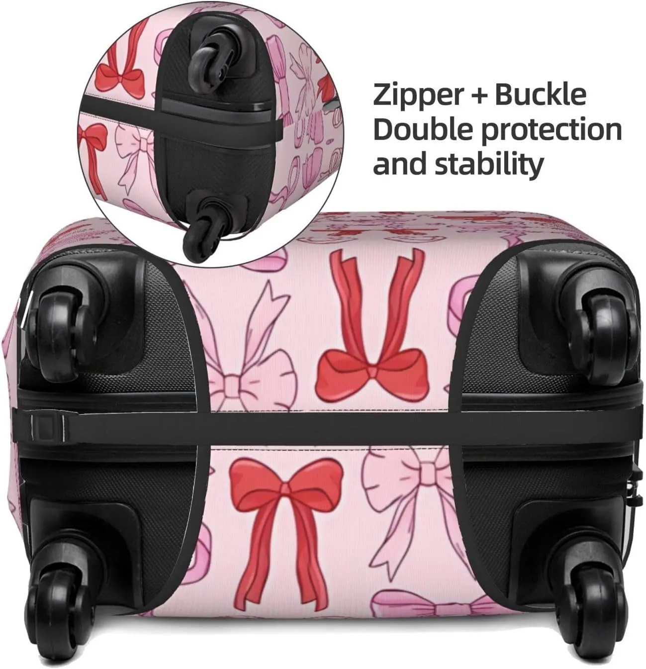 Travel Luggage Cover Suitcase Stretch Washable Bows And Ribbons Suitcase Protector Bag,Anti-Scratch Double-Sided Baggage Covers,Small
