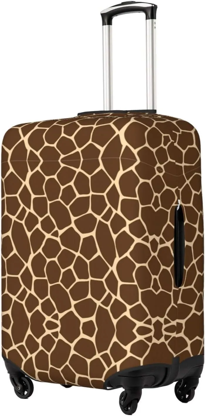 Travel Luggage Cover Suitcase Stretch Washable Brown Yellow Giraffe Print Suitcase Protector Bag,Dust-Proof Double-Sided Baggage Covers,X-Large