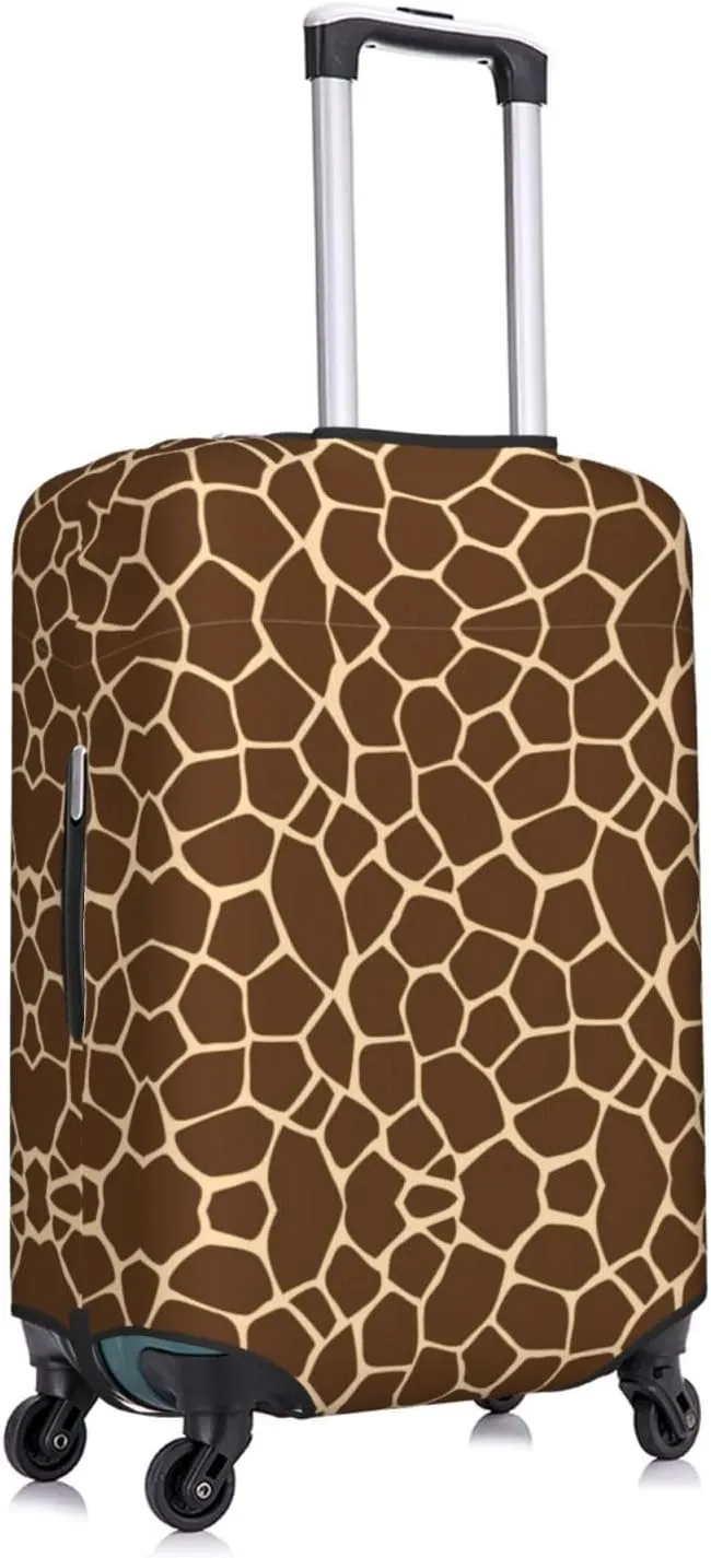Travel Luggage Cover Suitcase Stretch Washable Brown Yellow Giraffe Print Suitcase Protector Bag,Dust-Proof Double-Sided Baggage Covers,X-Large