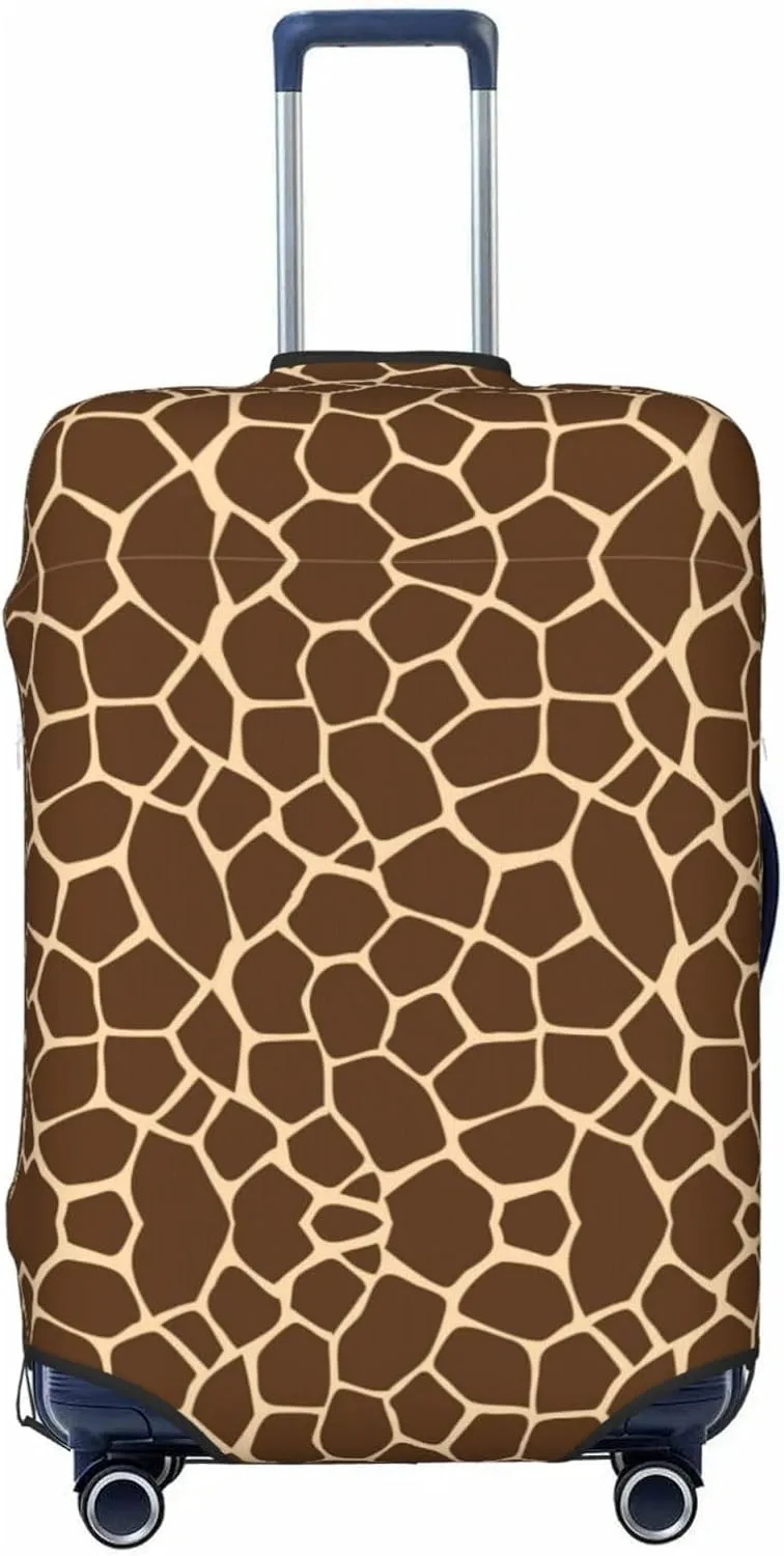Travel Luggage Cover Suitcase Stretch Washable Brown Yellow Giraffe Print Suitcase Protector Bag,Dust-Proof Double-Sided Baggage Covers,X-Large