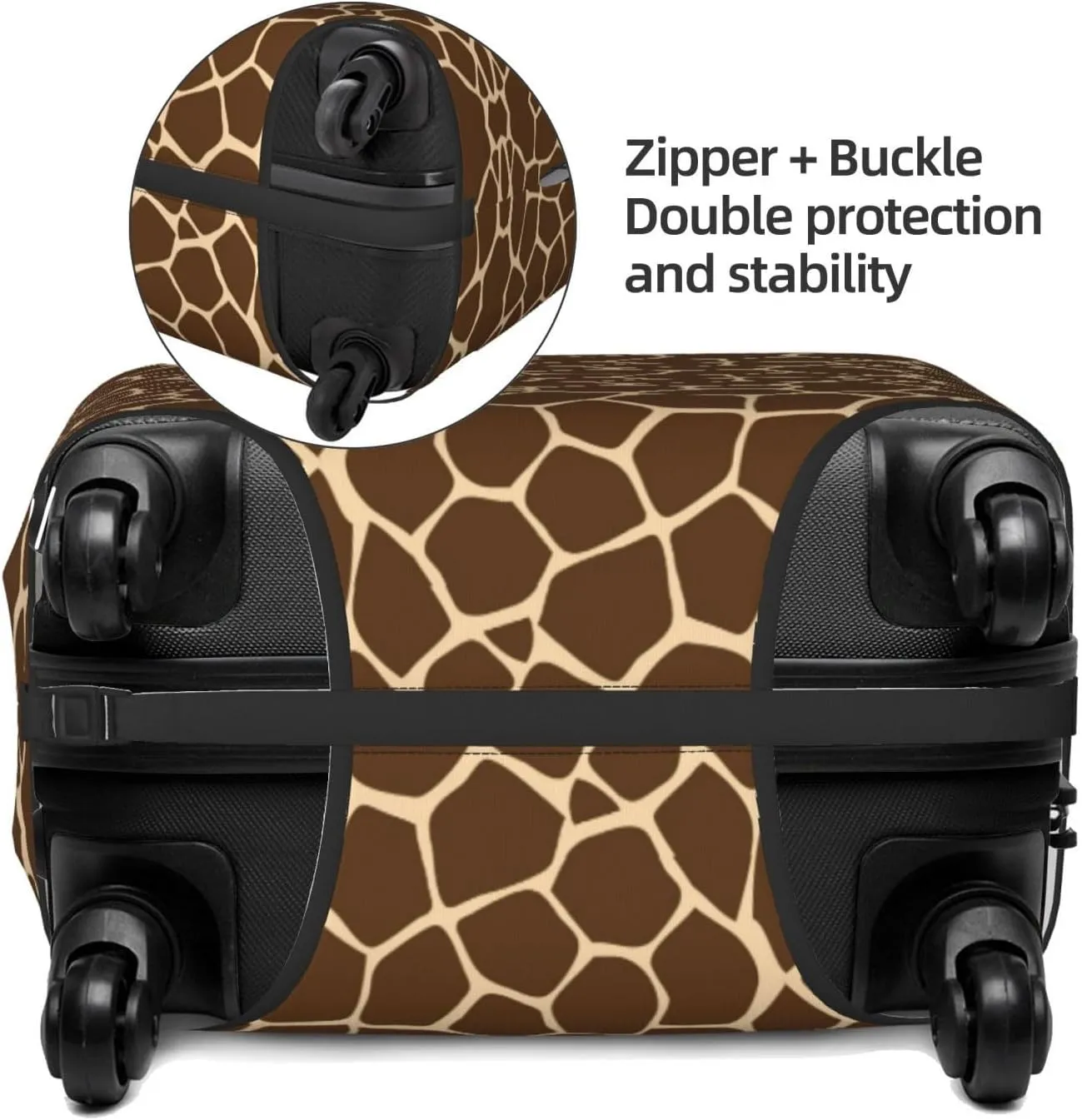 Travel Luggage Cover Suitcase Stretch Washable Brown Yellow Giraffe Print Suitcase Protector Bag,Dust-Proof Double-Sided Baggage Covers,X-Large