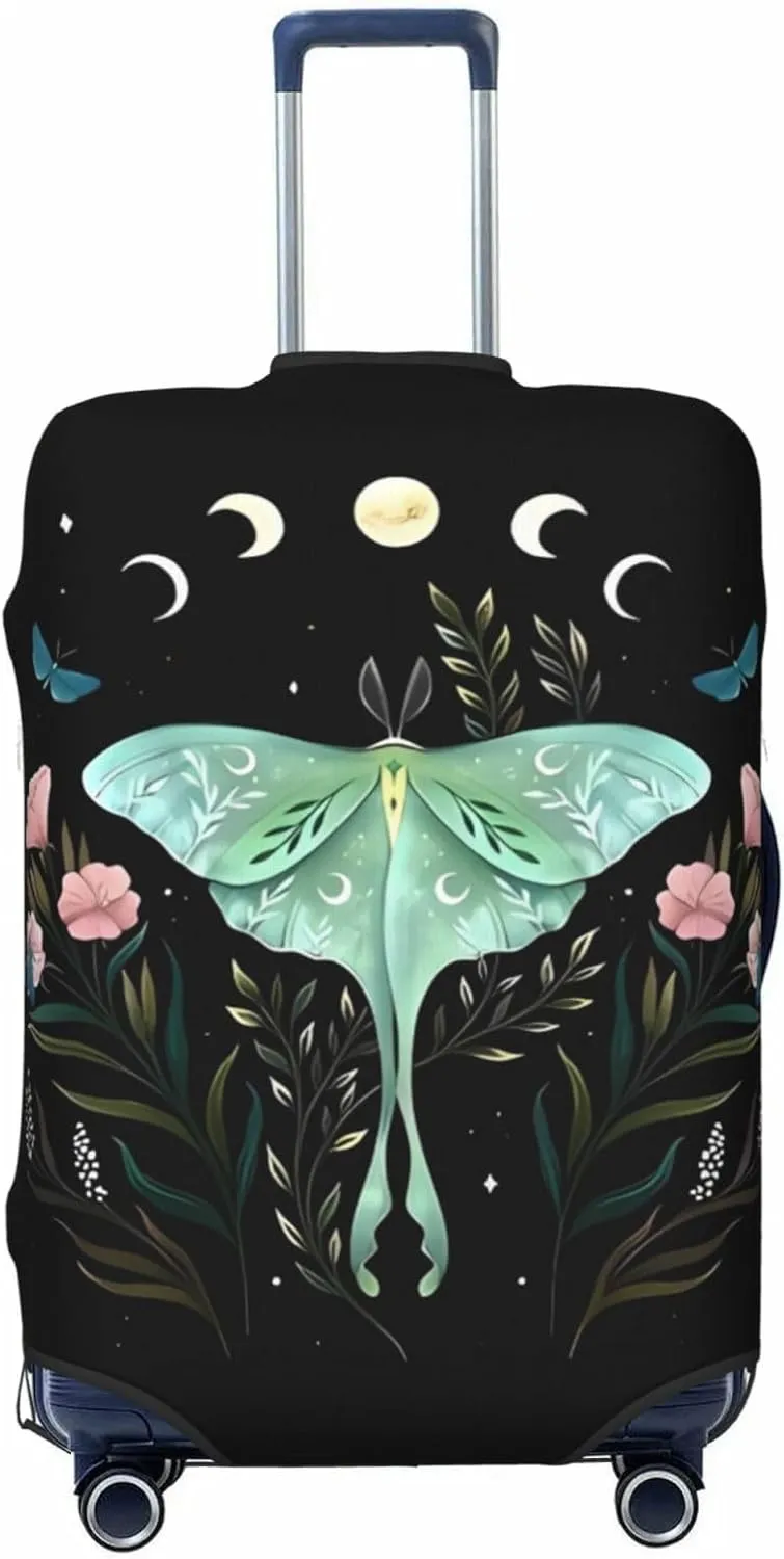 Travel Luggage Cover Suitcase Stretch Washable Butterfly Flower Moon Suitcase Protector Bag,Anti-Scratch With Zipper Closure Baggage Covers,Large