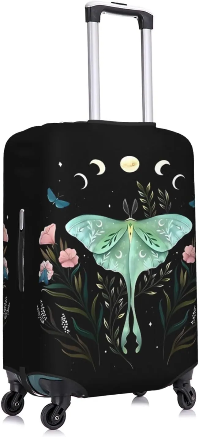 Travel Luggage Cover Suitcase Stretch Washable Butterfly Flower Moon Suitcase Protector Bag,Anti-Scratch With Zipper Closure Baggage Covers,Large