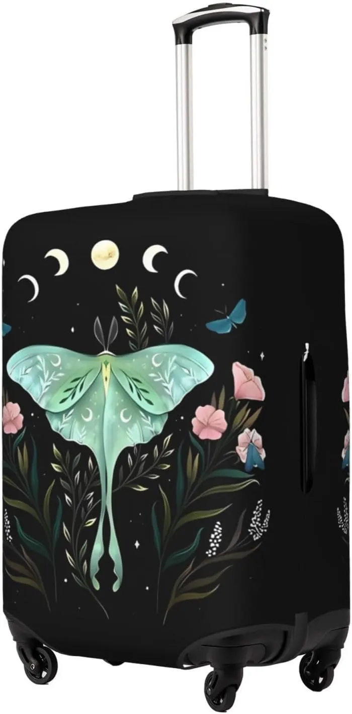 Travel Luggage Cover Suitcase Stretch Washable Butterfly Flower Moon Suitcase Protector Bag,Anti-Scratch With Zipper Closure Baggage Covers,Large