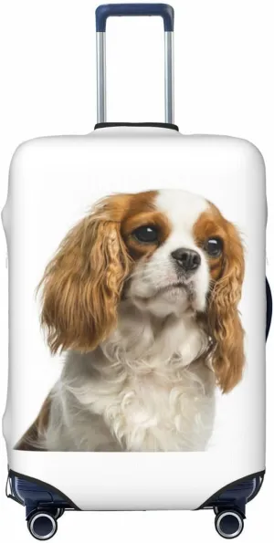 Travel Luggage Cover Suitcase Stretch Washable Charles Spaniel Dog Suitcase Protector Bag,Spandex With Zipper Closure Baggage Covers For Kid Adult,Small