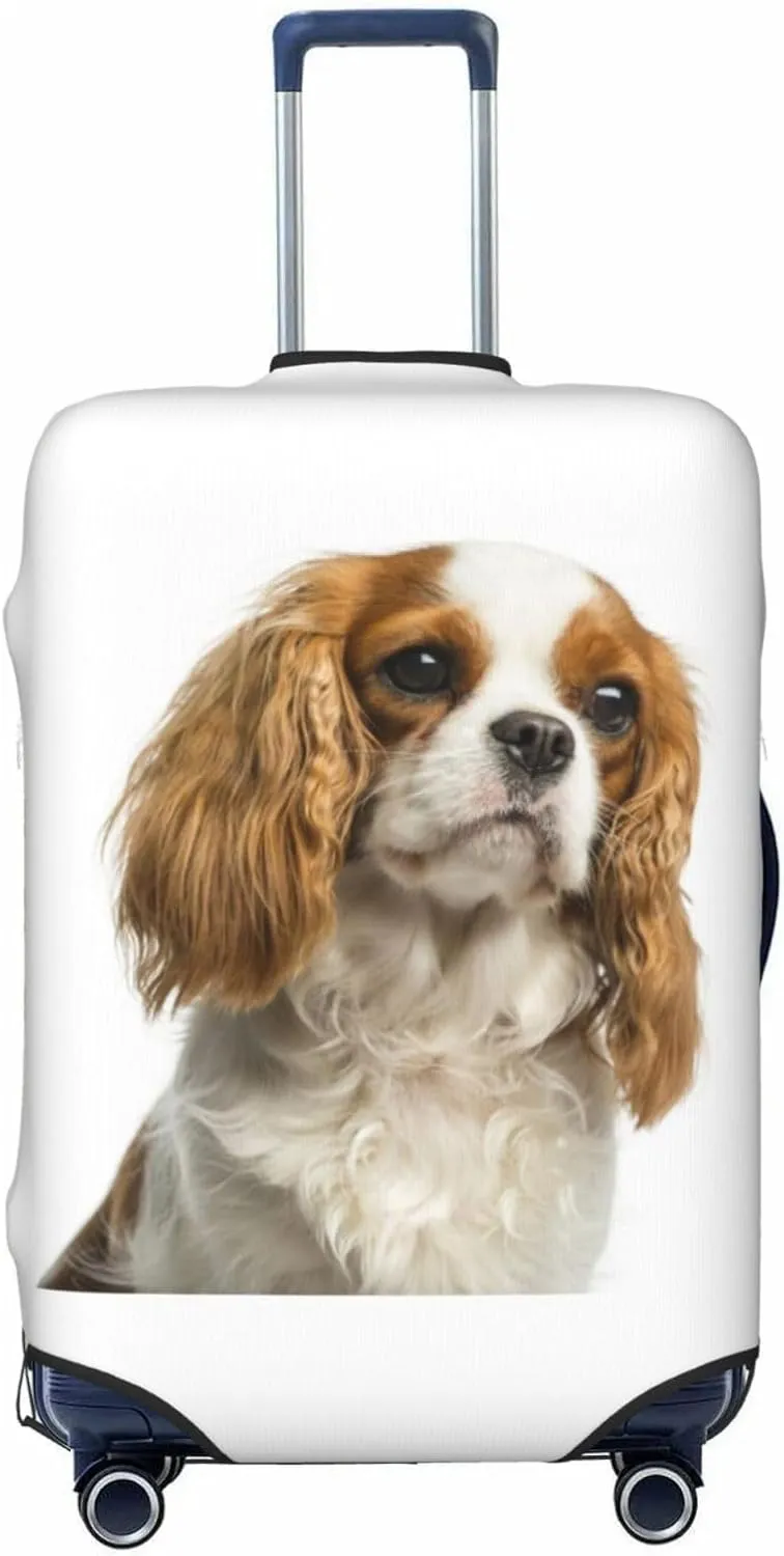 Travel Luggage Cover Suitcase Stretch Washable Charles Spaniel Dog Suitcase Protector Bag,Spandex With Zipper Closure Baggage Covers For Kid Adult,Small
