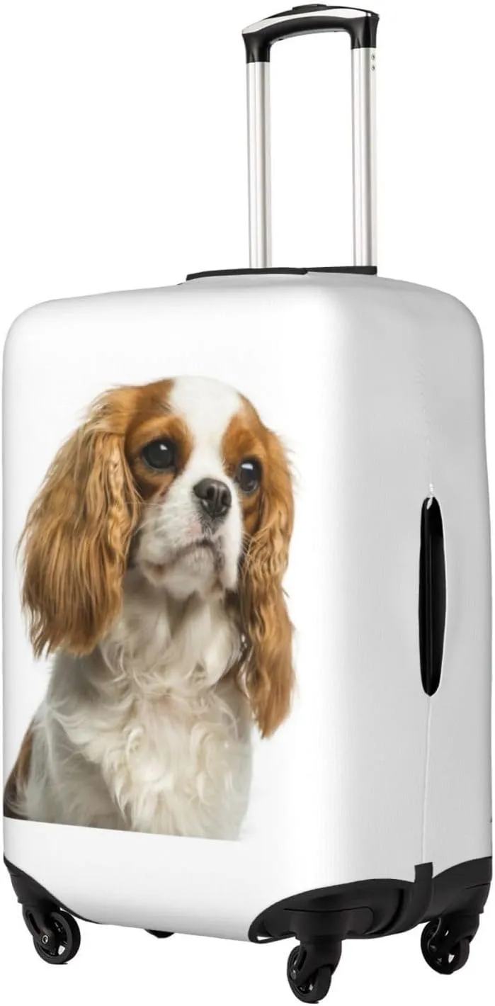 Travel Luggage Cover Suitcase Stretch Washable Charles Spaniel Dog Suitcase Protector Bag,Spandex With Zipper Closure Baggage Covers For Kid Adult,Small