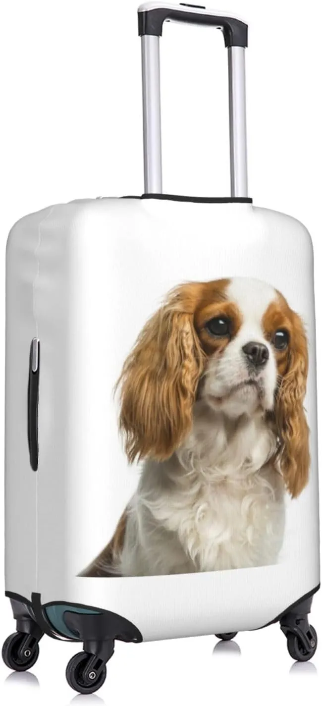 Travel Luggage Cover Suitcase Stretch Washable Charles Spaniel Dog Suitcase Protector Bag,Spandex With Zipper Closure Baggage Covers For Kid Adult,Small