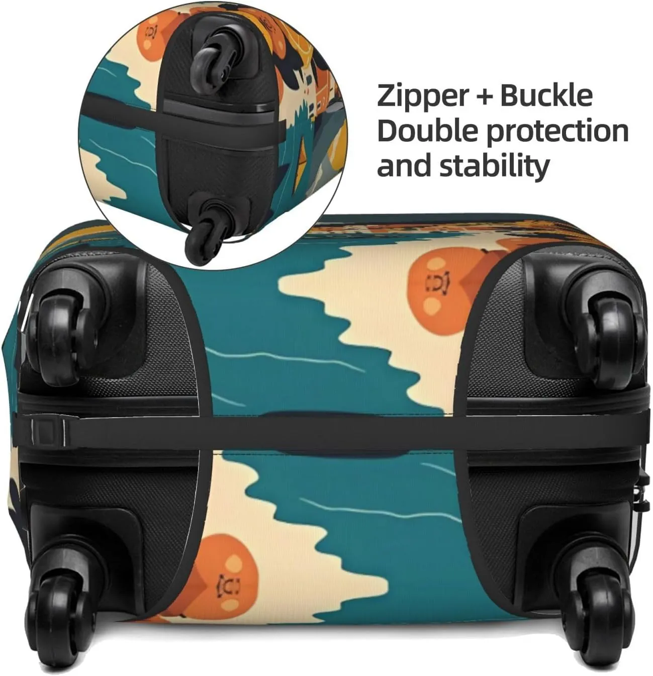 Travel Luggage Cover Suitcase Stretch Washable City Landscape Suitcase Protector Bag,Spandex With Zipper Closure Baggage Covers,Medium