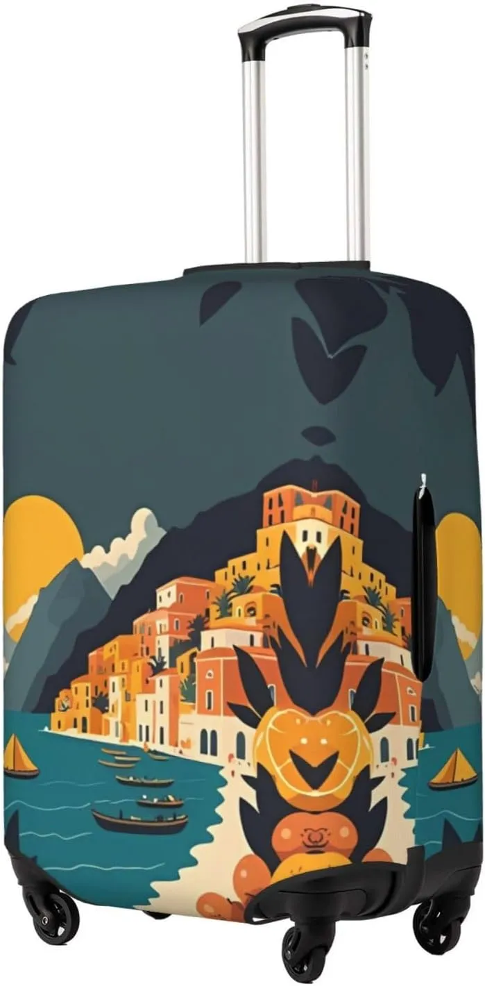 Travel Luggage Cover Suitcase Stretch Washable City Landscape Suitcase Protector Bag,Spandex With Zipper Closure Baggage Covers,Medium
