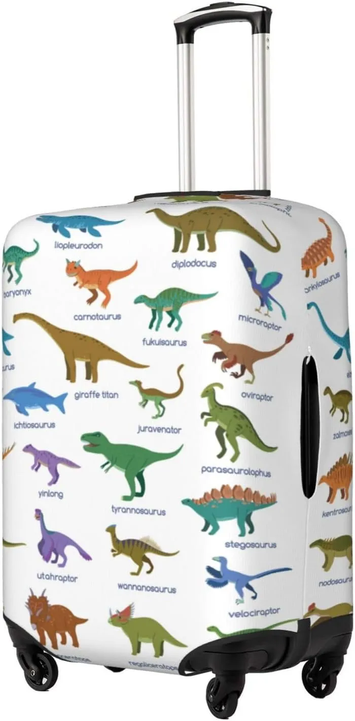 Travel Luggage Cover Suitcase Stretch Washable Colorful Dinosaurs Suitcase Protector Bag,Anti-Scratch With Zipper Closure Baggage Covers,Medium