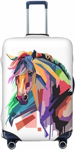 Travel Luggage Cover Suitcase Stretch Washable Colorful Horse Suitcase Protector Bag,Anti-Scratch With Zipper Closure Baggage Covers,X-Large