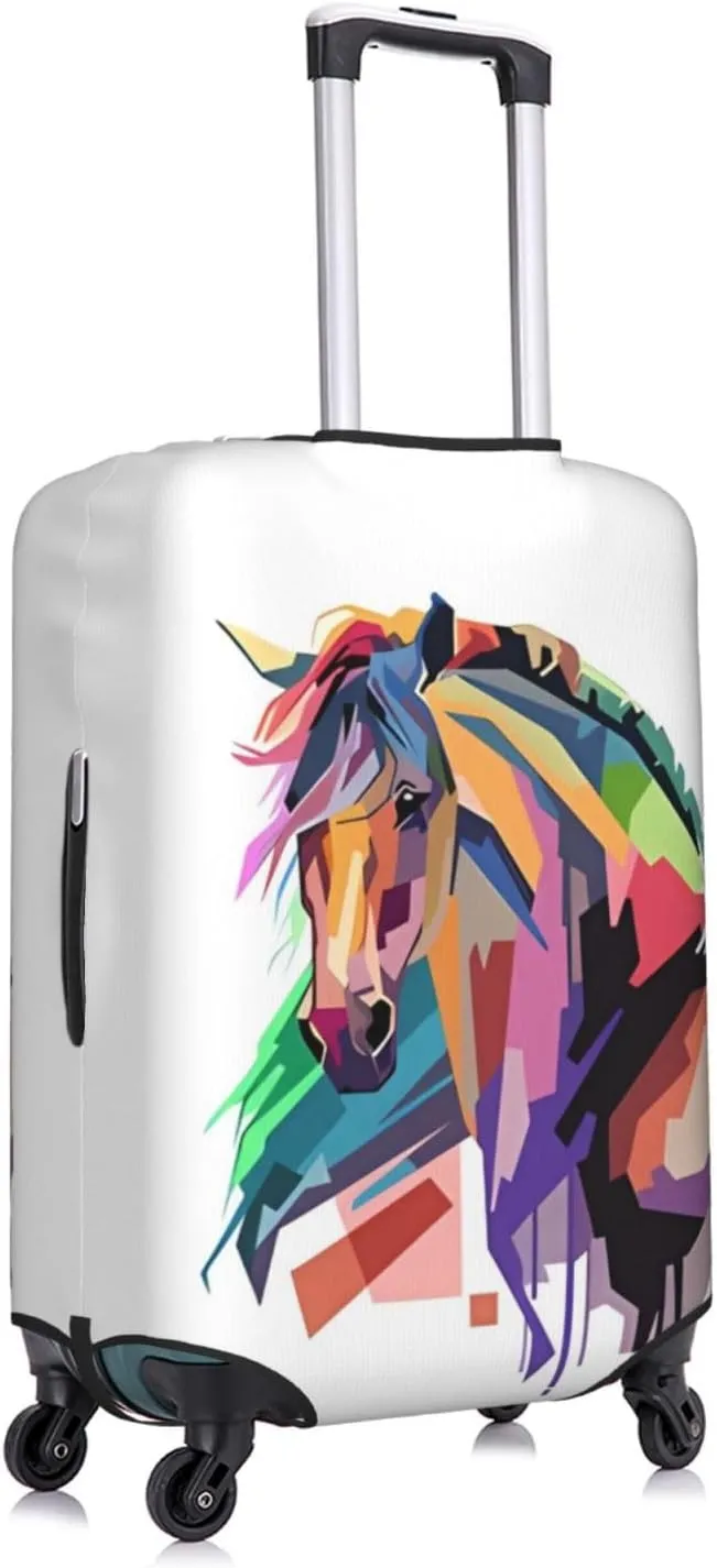 Travel Luggage Cover Suitcase Stretch Washable Colorful Horse Suitcase Protector Bag,Anti-Scratch With Zipper Closure Baggage Covers,X-Large