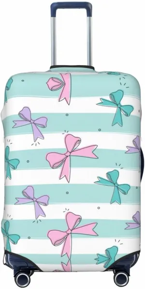 Travel Luggage Cover Suitcase Stretch Washable Cute Bows Striped Suitcase Protector Bag,Spandex Double-Sided Baggage Covers,Large