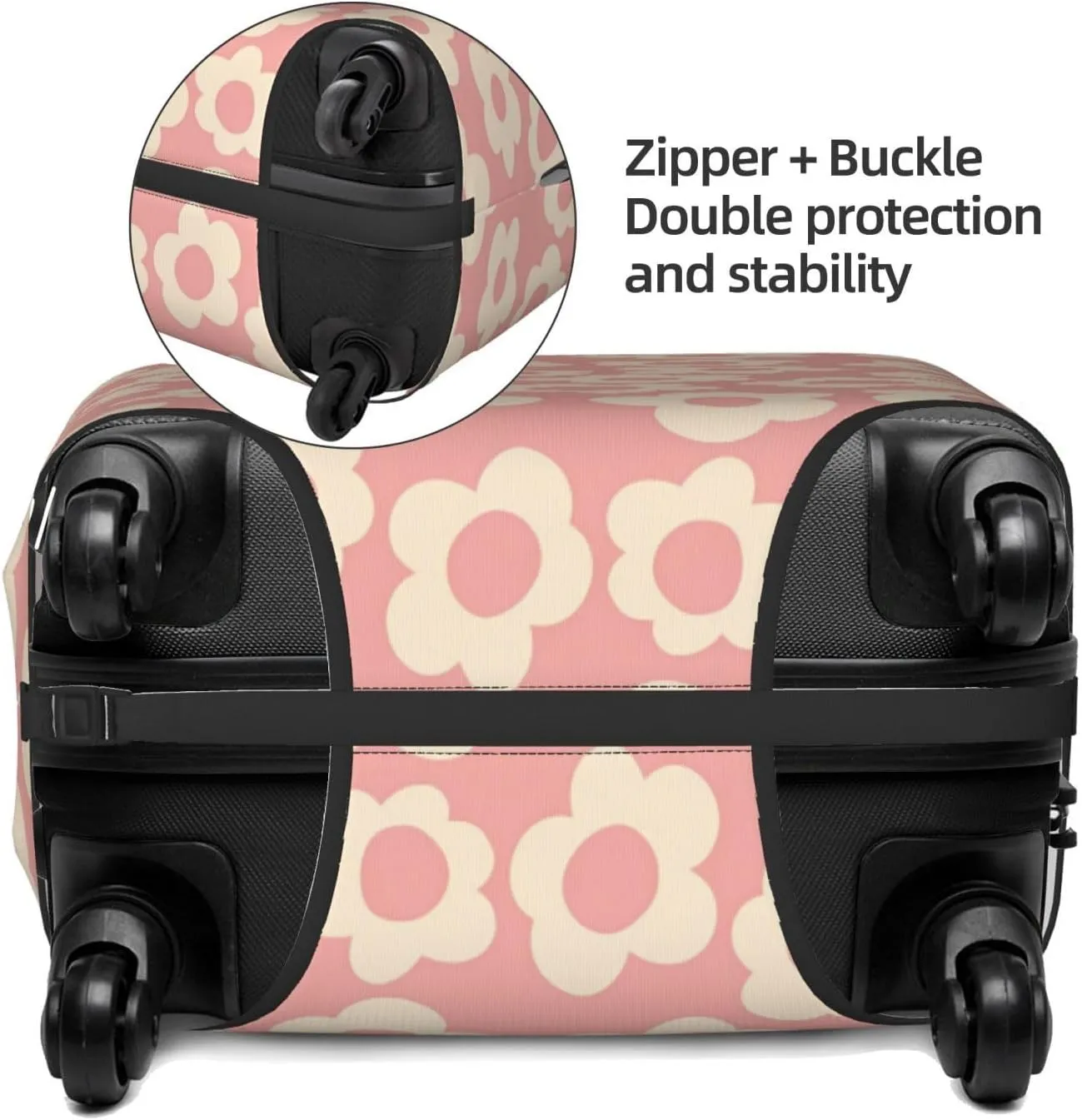Travel Luggage Cover Suitcase Stretch Washable Cute Flowers Suitcase Protector Bag,Spandex Double-Sided Baggage Covers,Medium