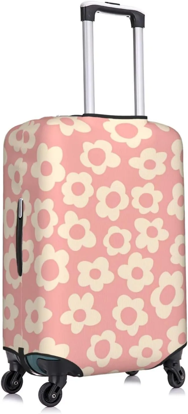 Travel Luggage Cover Suitcase Stretch Washable Cute Flowers Suitcase Protector Bag,Spandex Double-Sided Baggage Covers,Medium