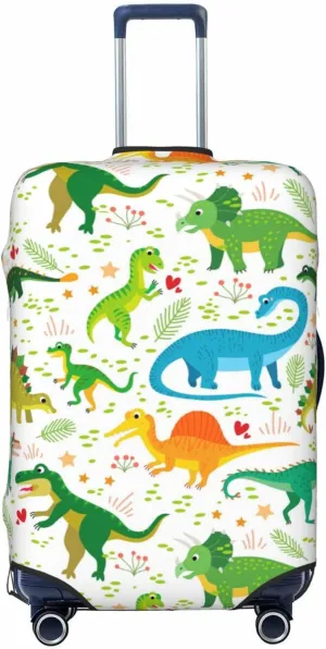 Travel Luggage Cover Suitcase Stretch Washable Dinosaurs Tropical Leaves Suitcase Protector Bag,Spandex With Zipper Closure Baggage Covers,X-Large