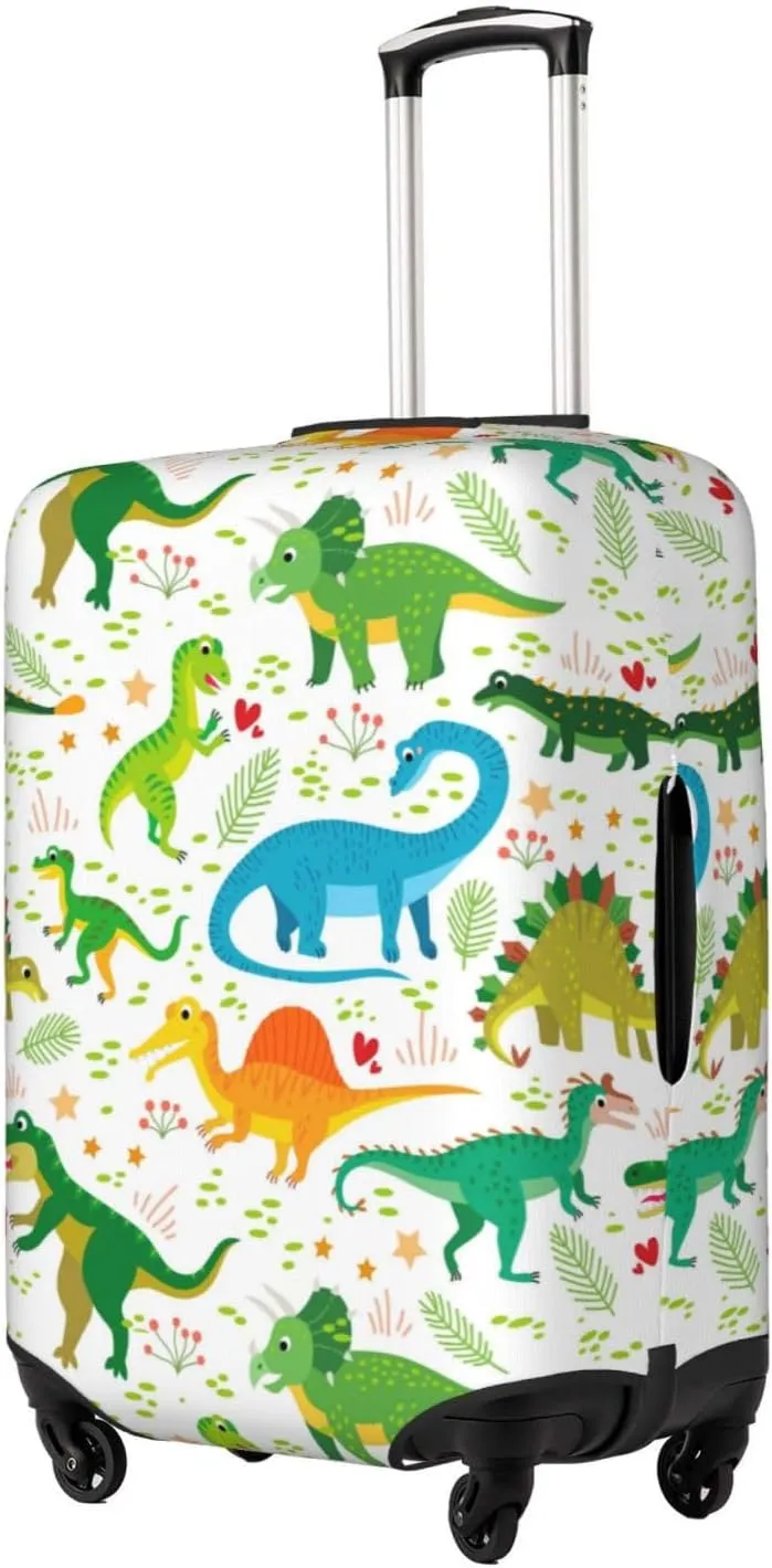 Travel Luggage Cover Suitcase Stretch Washable Dinosaurs Tropical Leaves Suitcase Protector Bag,Spandex With Zipper Closure Baggage Covers,X-Large