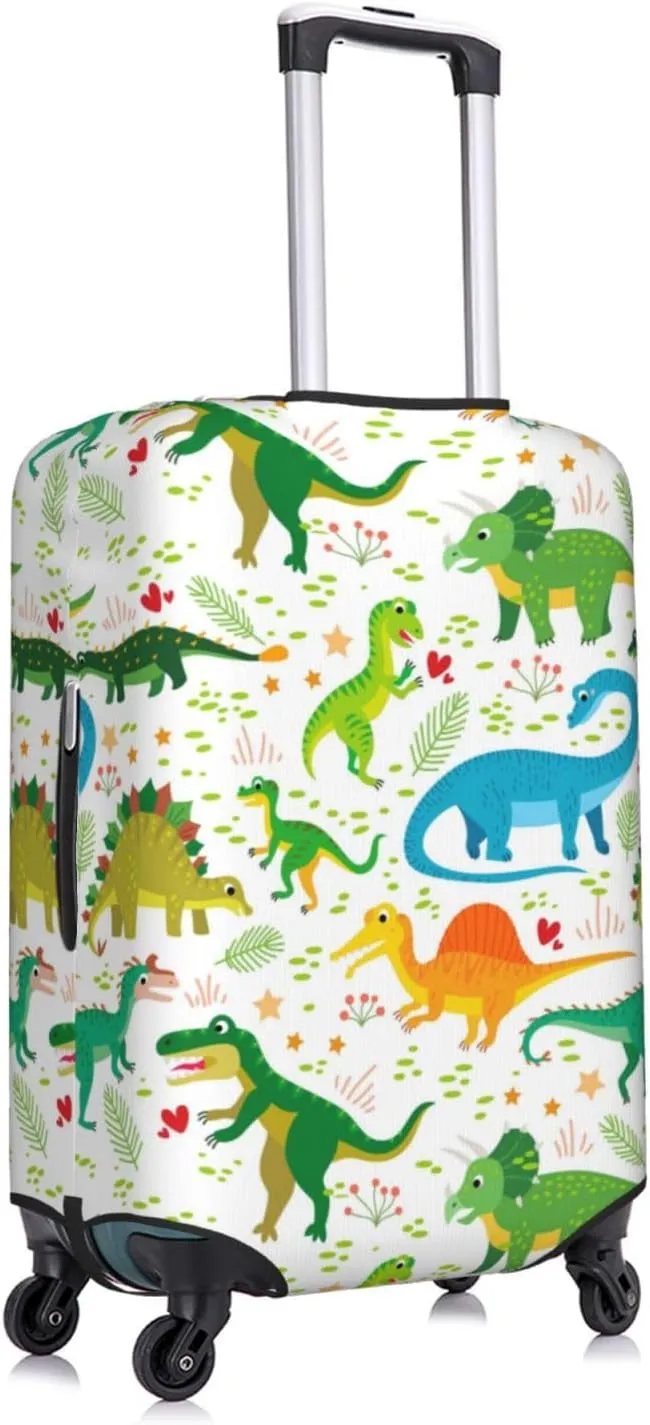 Travel Luggage Cover Suitcase Stretch Washable Dinosaurs Tropical Leaves Suitcase Protector Bag,Spandex With Zipper Closure Baggage Covers,X-Large